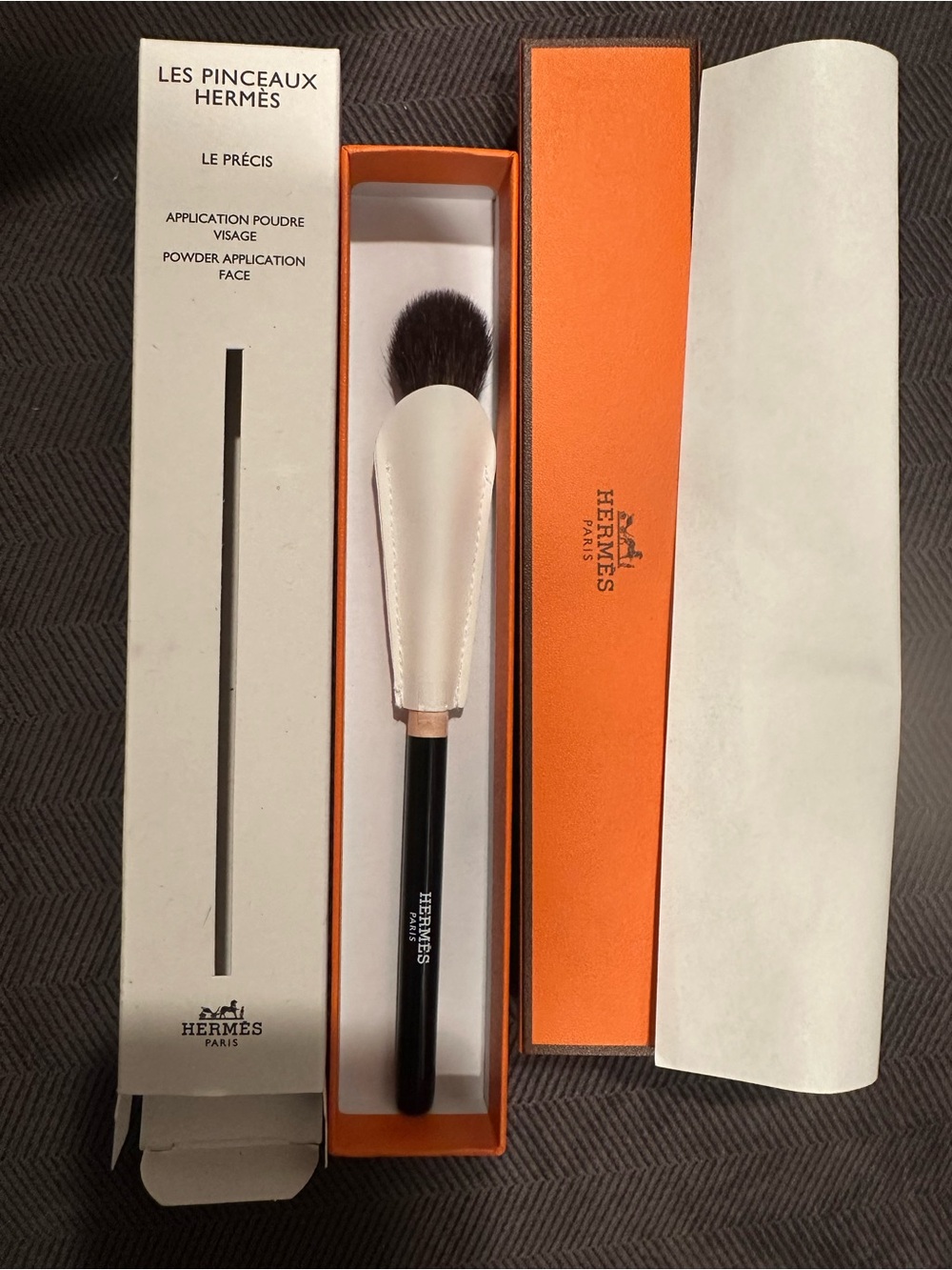 Hermes Makeup Brush in Black, Pink & White with Gold - Picture 2 of 5